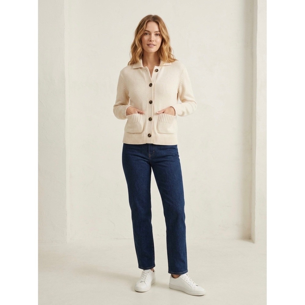 Everlane Organic Cotton Chore Jacket Cardigan Sweater Bone Cream XXS